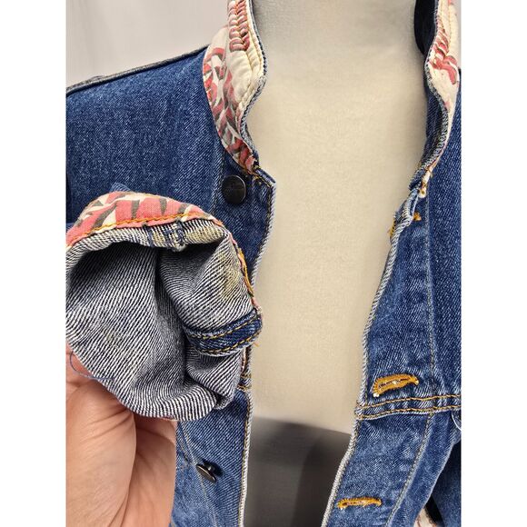 Unisex Vintage 90s Planet Hollywood Blue Jean Denim Jacket SZ MED Washington, DC - Picture 10 of 14